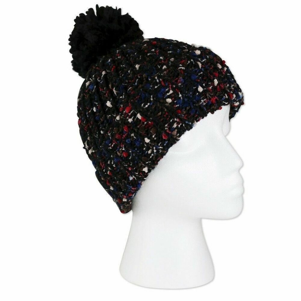 Women's Hat with Pom Pom Black Speckled - Sylvia Alexander - New